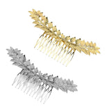 Maxbell Long Metal Olive Leaves Vine Hair Comb Pin Wedding Party Bridal Headpiece Gold