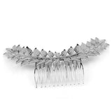 Maxbell Long Metal Olive Leaves Vine Hair Comb Pin Wedding Party Bridal Headpiece Silver