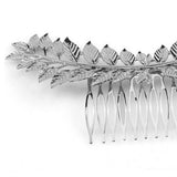 Maxbell Long Metal Olive Leaves Vine Hair Comb Pin Wedding Party Bridal Headpiece Silver