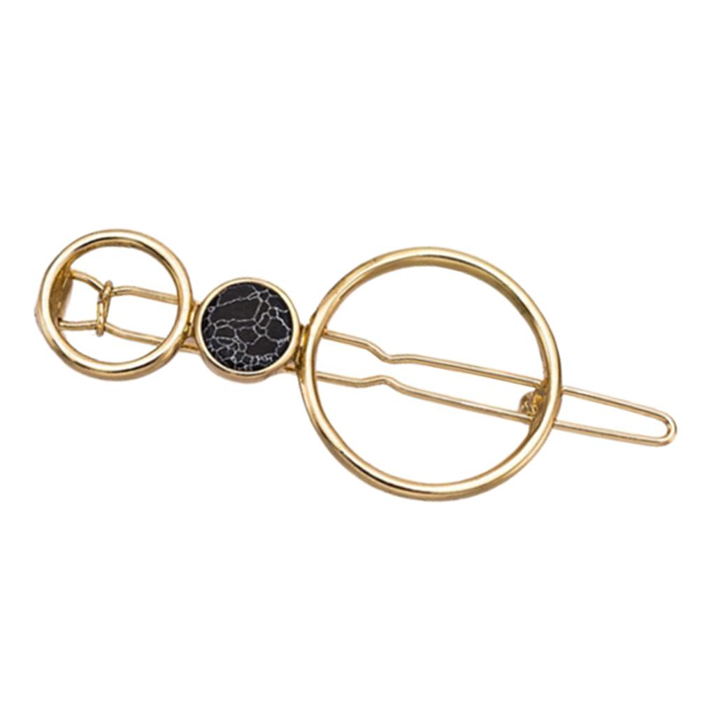 Geometric Metal Hair Clip Ponytail Holder Hair Accessory Double Hoop Black