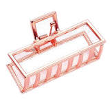 Ladies Hair Claw Clip Metal Jaw Clamp Thick Hair Updo Tools Rectangle Rose Gold