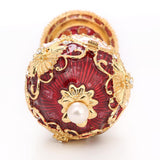 Maxbell Mini Enamel Rhinestone Easter Egg Jewelry Box Birthday Wedding Ring Box