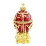 Maxbell Enameled Egg Shape Jewelry Box Holder Trinket Box Home Decoration Gift Red