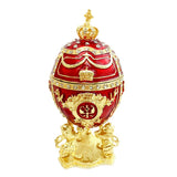 Maxbell Enameled Egg Shape Jewelry Box Holder Trinket Box Home Decoration Gift Red