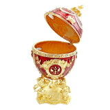 Maxbell Enameled Egg Shape Jewelry Box Holder Trinket Box Home Decoration Gift Red