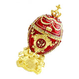 Maxbell Enameled Egg Shape Jewelry Box Holder Trinket Box Home Decoration Gift Red