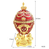 Maxbell Enameled Egg Shape Jewelry Box Holder Trinket Box Home Decoration Gift Red