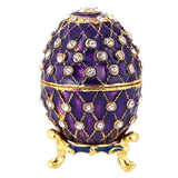 Maxbell Purple Easter Egg Jewelry Box Enamel Trinket Holder Desk Decor Keepsake