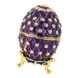 Maxbell Purple Easter Egg Jewelry Box Enamel Trinket Holder Desk Decor Keepsake