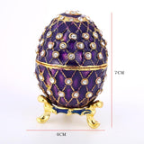 Maxbell Purple Easter Egg Jewelry Box Enamel Trinket Holder Desk Decor Keepsake