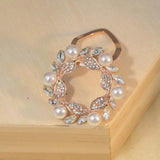 Maxbell Flower Crystal Ring Clip Buckle Silk Chiffon Scarf Clip