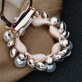 Maxbell Flower Crystal Ring Clip Buckle Silk Chiffon Scarf Clip