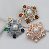 Maxbell Rhinestone Crystal Safety Pin Brooch Flower Pearl Scarf Gown Clip Pin White