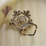 Maxbell Rhinestone Crystal Safety Pin Brooch Flower Pearl Scarf Gown Clip Pin White