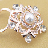 Maxbell Rhinestone Crystal Safety Pin Brooch Flower Pearl Scarf Gown Clip Pin White
