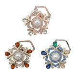 Maxbell Rhinestone Crystal Safety Pin Brooch Flower Pearl Scarf Gown Clip Pin White