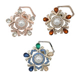 Maxbell Rhinestone Crystal Safety Pin Brooch Flower Pearl Scarf Gown Clip Pin White