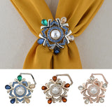 Maxbell Rhinestone Crystal Safety Pin Brooch Flower Pearl Scarf Gown Clip Pin White