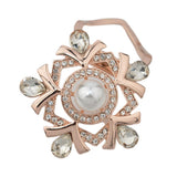 Maxbell Rhinestone Crystal Safety Pin Brooch Flower Pearl Scarf Gown Clip Pin White