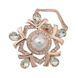Maxbell Rhinestone Crystal Safety Pin Brooch Flower Pearl Scarf Gown Clip Pin White