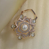 Maxbell Rhinestone Crystal Safety Pin Brooch Flower Pearl Scarf Gown Clip Pin White