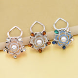 Maxbell Rhinestone Crystal Safety Pin Brooch Flower Pearl Scarf Gown Clip Pin White