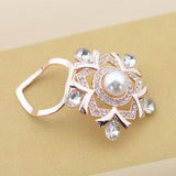 Maxbell Rhinestone Crystal Safety Pin Brooch Flower Pearl Scarf Gown Clip Pin White