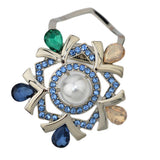 Maxbell Rhinestone Crystal Safety Pin Brooch Flower Pearl Scarf Gown Clip Pin Blue