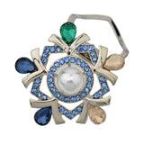 Maxbell Rhinestone Crystal Safety Pin Brooch Flower Pearl Scarf Gown Clip Pin Blue