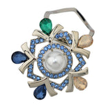 Maxbell Rhinestone Crystal Safety Pin Brooch Flower Pearl Scarf Gown Clip Pin Blue