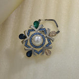 Maxbell Rhinestone Crystal Safety Pin Brooch Flower Pearl Scarf Gown Clip Pin Blue