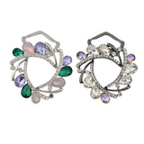 Maxbell Womens Diamante Flower Scarf Ring Clip Buckle Holder Shinning Brooch  White