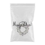 Maxbell Womens Diamante Flower Scarf Ring Clip Buckle Holder Shinning Brooch  White