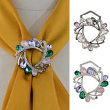 Maxbell Womens Diamante Flower Scarf Ring Clip Buckle Holder Shinning Brooch  White