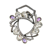 Maxbell Womens Diamante Flower Scarf Ring Clip Buckle Holder Shinning Brooch  White