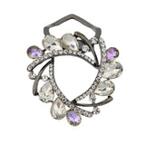 Maxbell Womens Diamante Flower Scarf Ring Clip Buckle Holder Shinning Brooch  White