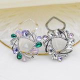 Maxbell Womens Diamante Flower Scarf Ring Clip Buckle Holder Shinning Brooch  White