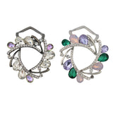 Maxbell Womens Diamante Flower Scarf Ring Clip Buckle Holder Shinning Brooch  White