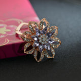 Maxbell Charm Lotus Brooch Flower Brooch Pin Women Banquet Lapel Jewelry platinum