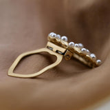 Maxbell Pearls Scarf Ring Clip Buckle Scarf Clip Buckle Brooch Pin Holder for Women