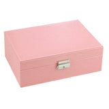 Maxbell PU Leather Jewelry Box Bracelet Container Comestic Carrier 24x17x8.5cm pink