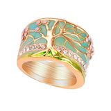 Maxbell Fashion Metal Epoxy Rhinestone Tree of Life Wedding Ring Band for Men 7