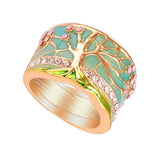 Maxbell Fashion Metal Epoxy Rhinestone Tree of Life Wedding Ring Band for Men 8