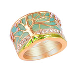 Maxbell Fashion Metal Epoxy Rhinestone Tree of Life Wedding Ring Band for Men 8