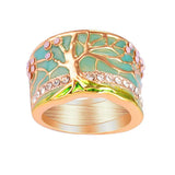 Maxbell Fashion Metal Epoxy Rhinestone Tree of Life Wedding Ring Band for Men 8