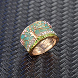 Maxbell Fashion Metal Epoxy Rhinestone Tree of Life Wedding Ring Band for Men 8