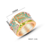 Maxbell Fashion Metal Epoxy Rhinestone Tree of Life Wedding Ring Band for Men 8
