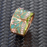 Maxbell Fashion Metal Epoxy Rhinestone Tree of Life Wedding Ring Band for Men 9