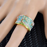 Maxbell Fashion Metal Epoxy Rhinestone Tree of Life Wedding Ring Band for Men 9