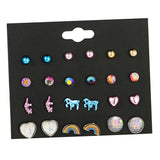 Maxbell 12 Pairs Kids Girls Fashion Stud Earrings Set Jewelry